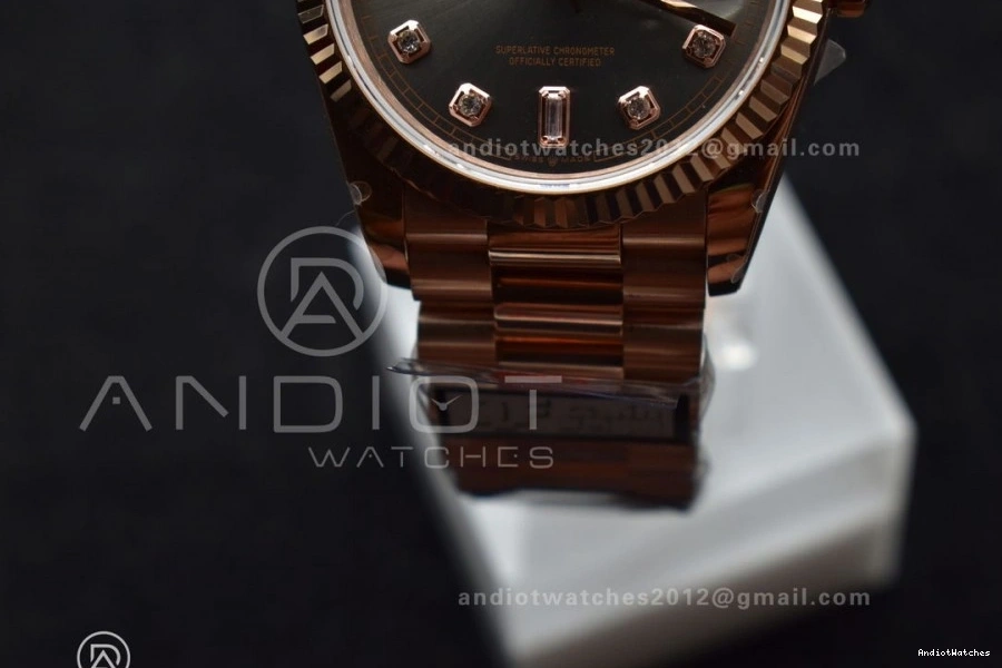 36 with DayDate Diamond 671 Weight) RG Steel (Gain vr3255 QF Dial President Best Square Original Bracelet on Grey V5 904L Edition 0408